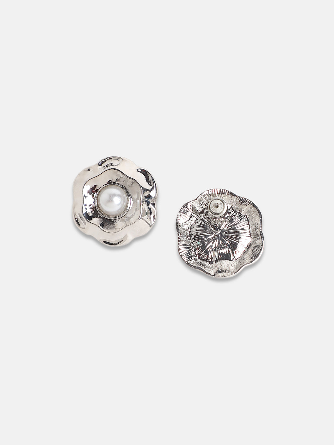 Silver-Plated Pearls Beaded Studs Earrings
