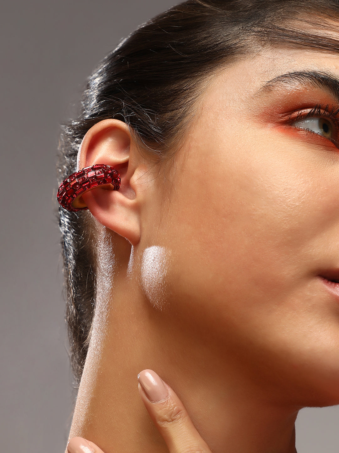 Women's The Mirror Cuff Earrings - Crimson Red