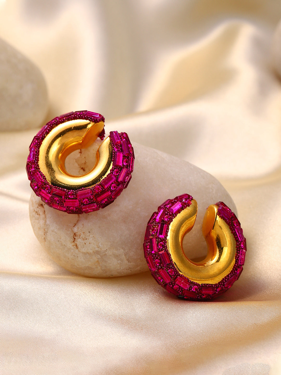 Women's The Mirror Cuff Earrings - Fushcia Pink