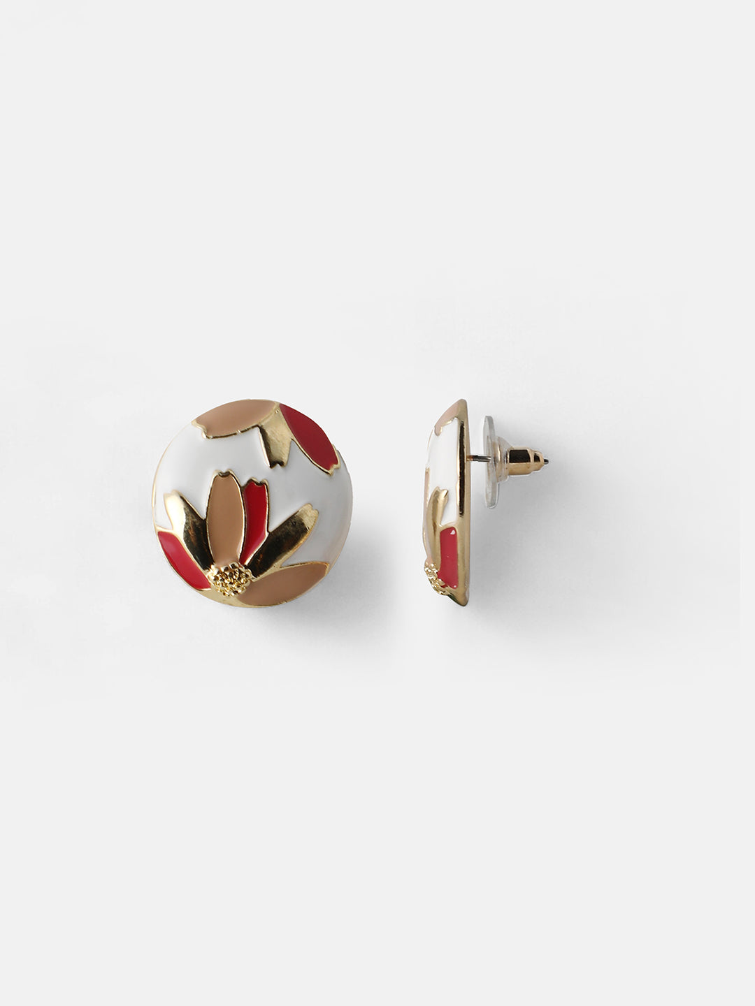 Women's The Wild Flower Stud Earrings - Nude Pink:Scarlet Red