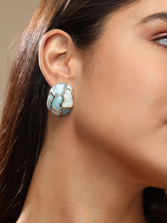 Women's The Veined Stud Earrings - Powder Blue