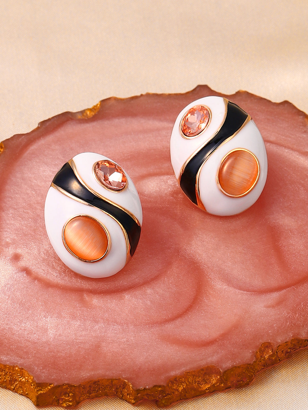 Women's The Marquess Stud Earrings - Peach Orange:Nude Pink