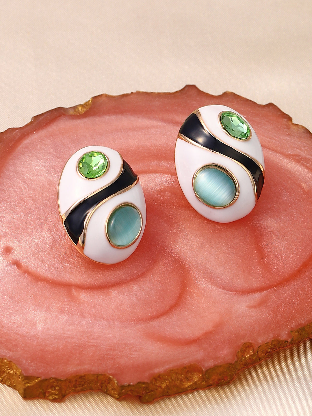 Women's The Marquess Stud Earrings - Sky Blue:Pistachio Green