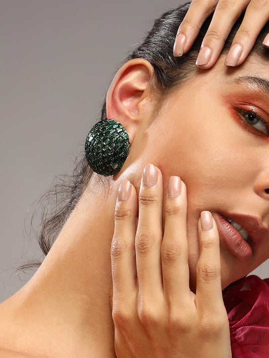 Women's The Mirror Stud Earrings - Emerald Green