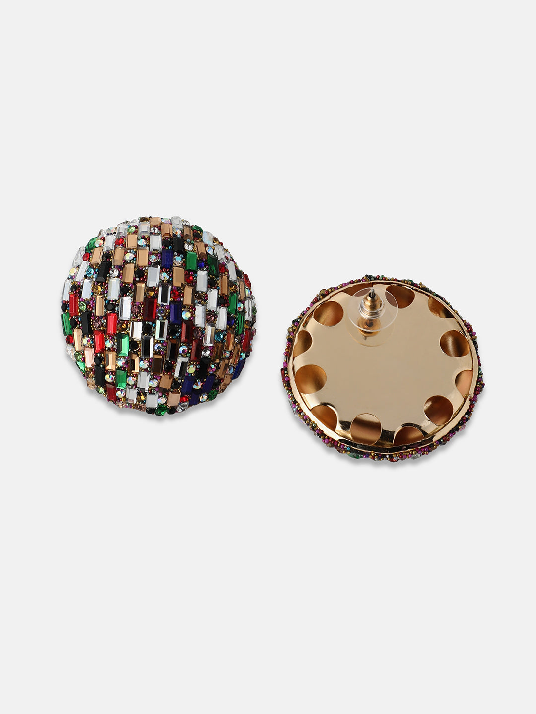 Women's The Mirror Stud Earrings - Tan Brown:Chalice Silver