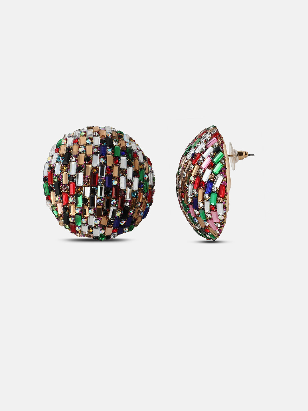 Women's The Mirror Stud Earrings - Tan Brown:Chalice Silver