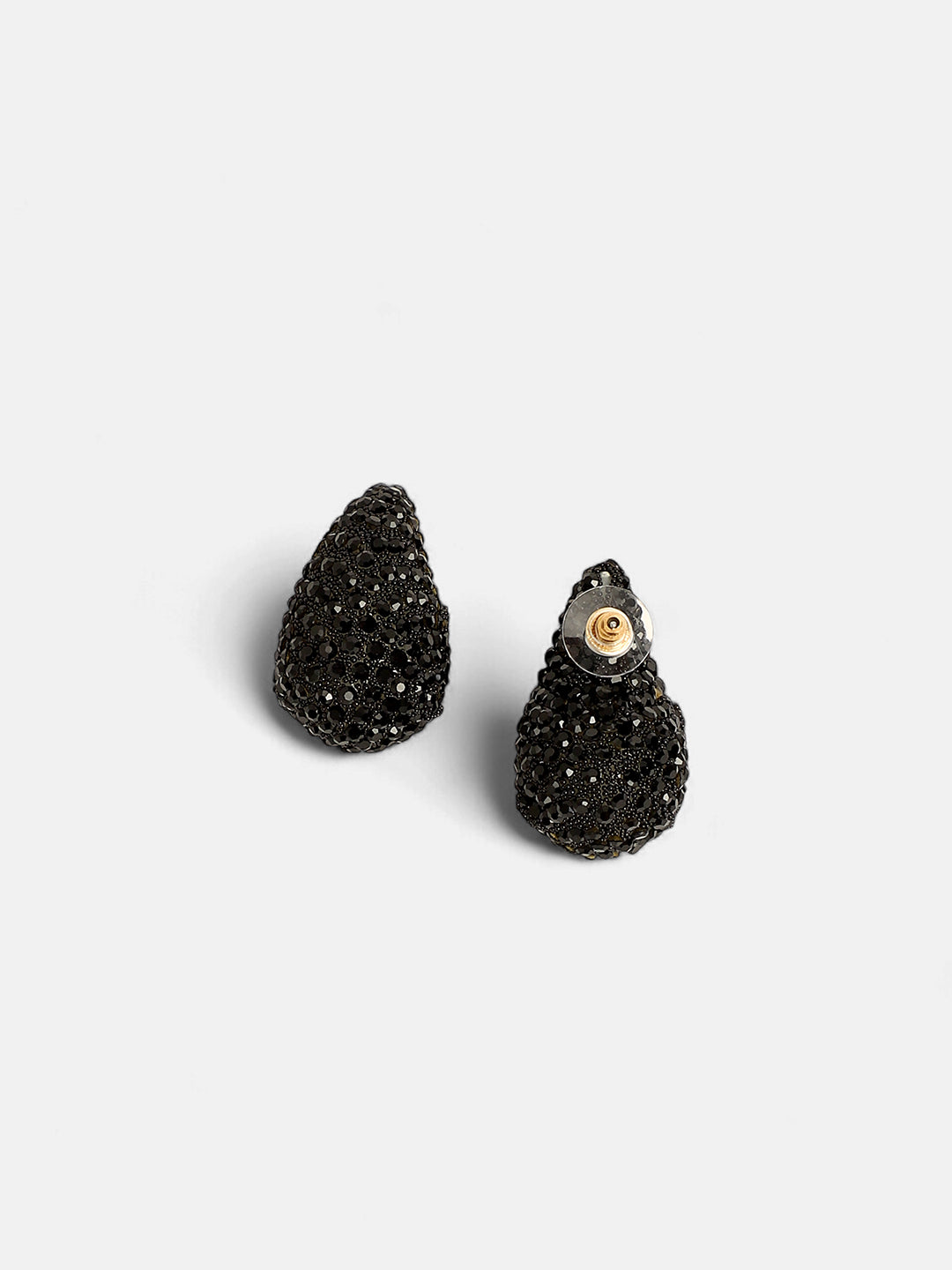 The Medium Cristal Teardrop Stud Earrings - Onyx Black-SOHIER8967