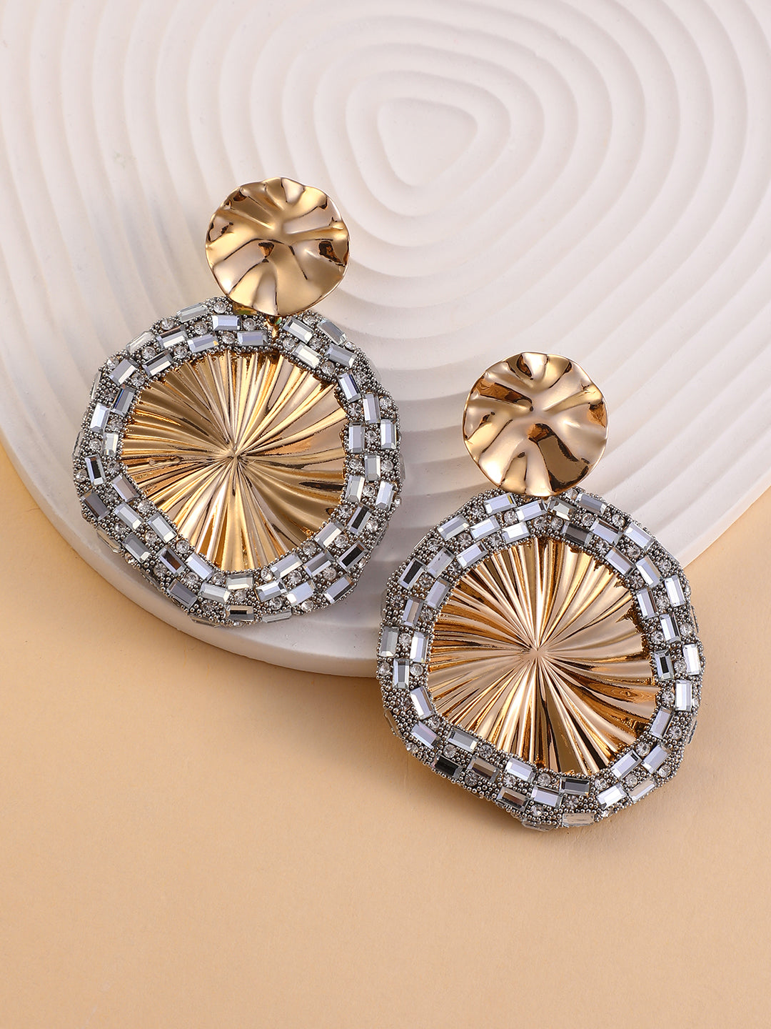 The Revolving Mirror Drop Earrings - Crystal Silver-SOHIER8969