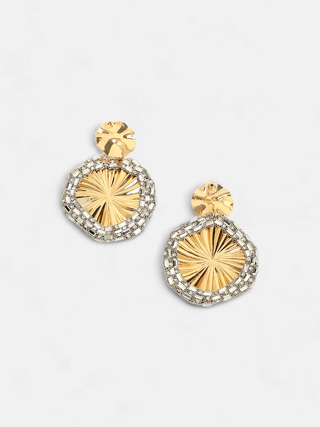 The Revolving Mirror Drop Earrings - Crystal Silver-SOHIER8969