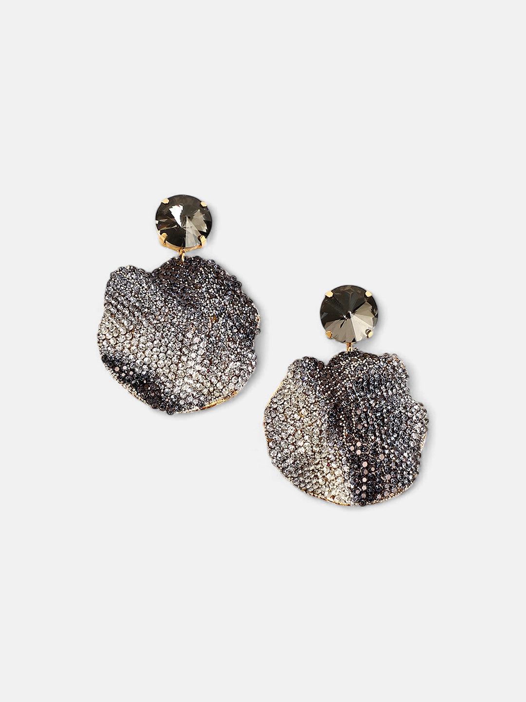 The Glacier Swirl Drop Earrings - Crystal Silver & Onyx Black-SOHIER8974