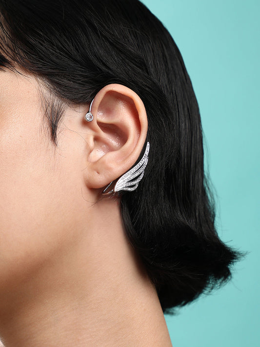 Gold-Plated Feather Shaped Ear Cuff Earrings