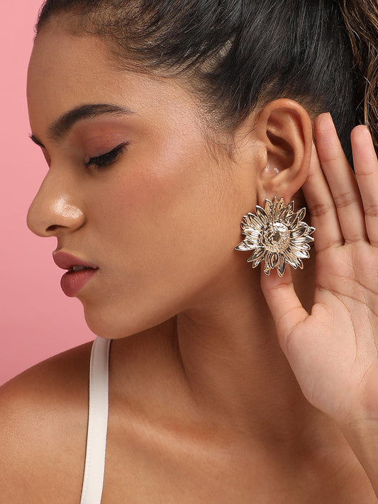 Gold-Plated Sunflower Studs Earrings
