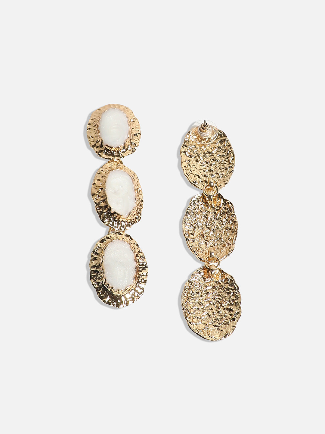 Gold-Plated Oval Drop Earrings