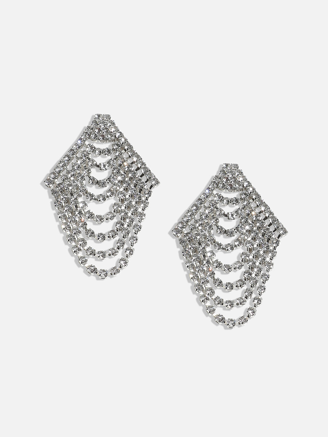 Silver-Plated Contemporary Drop Earrings