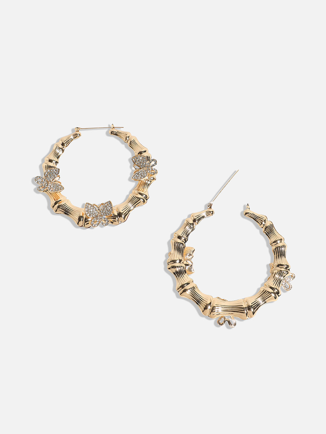 Gold-Plated Artificial Stones Circular Hoop Earrings