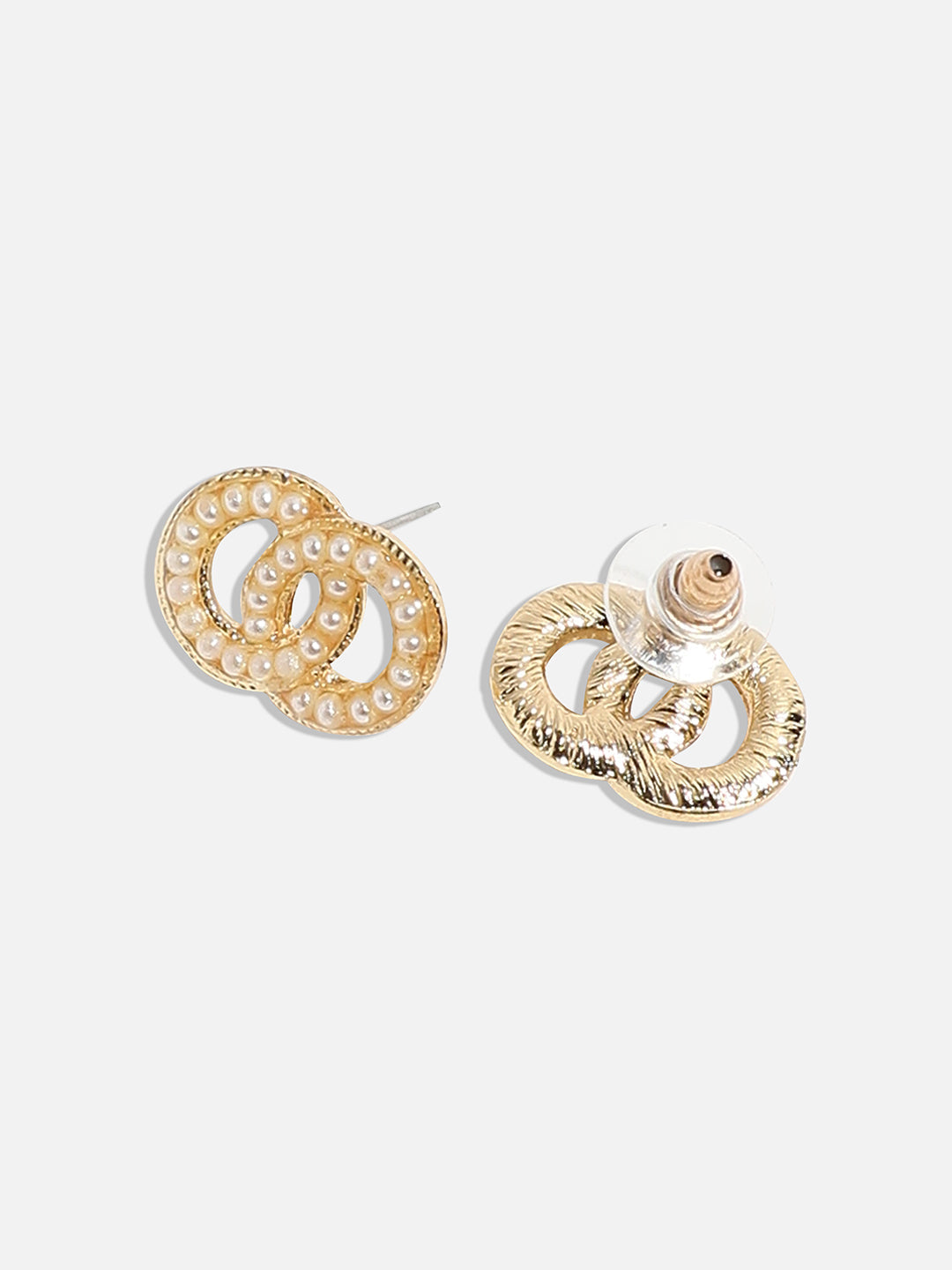 Gold-Plated Circular Studs Earrings
