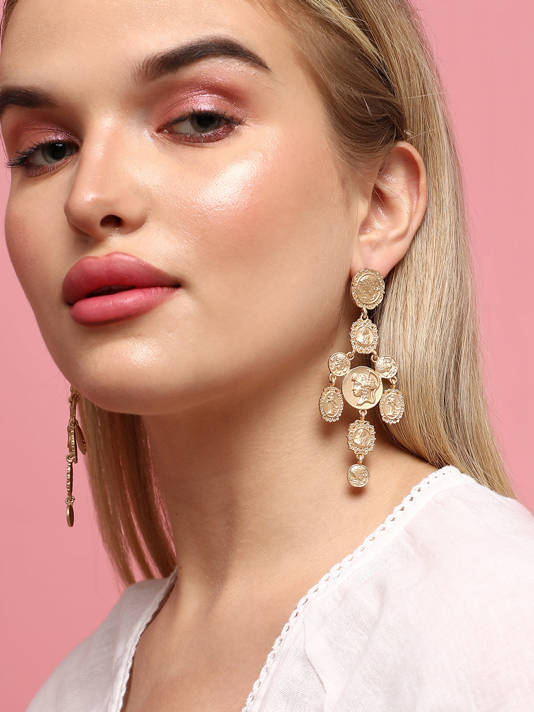 Gold-Plated Contemporary Drop Earrings