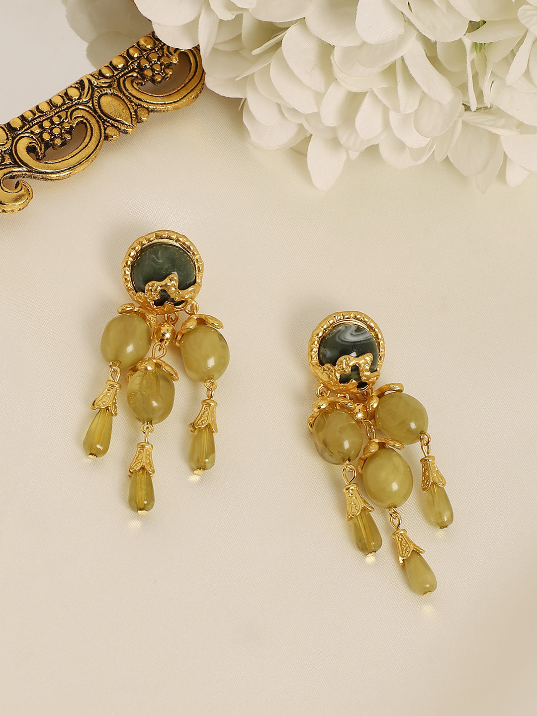 Gold-Plated Contemporary Drop Earrings