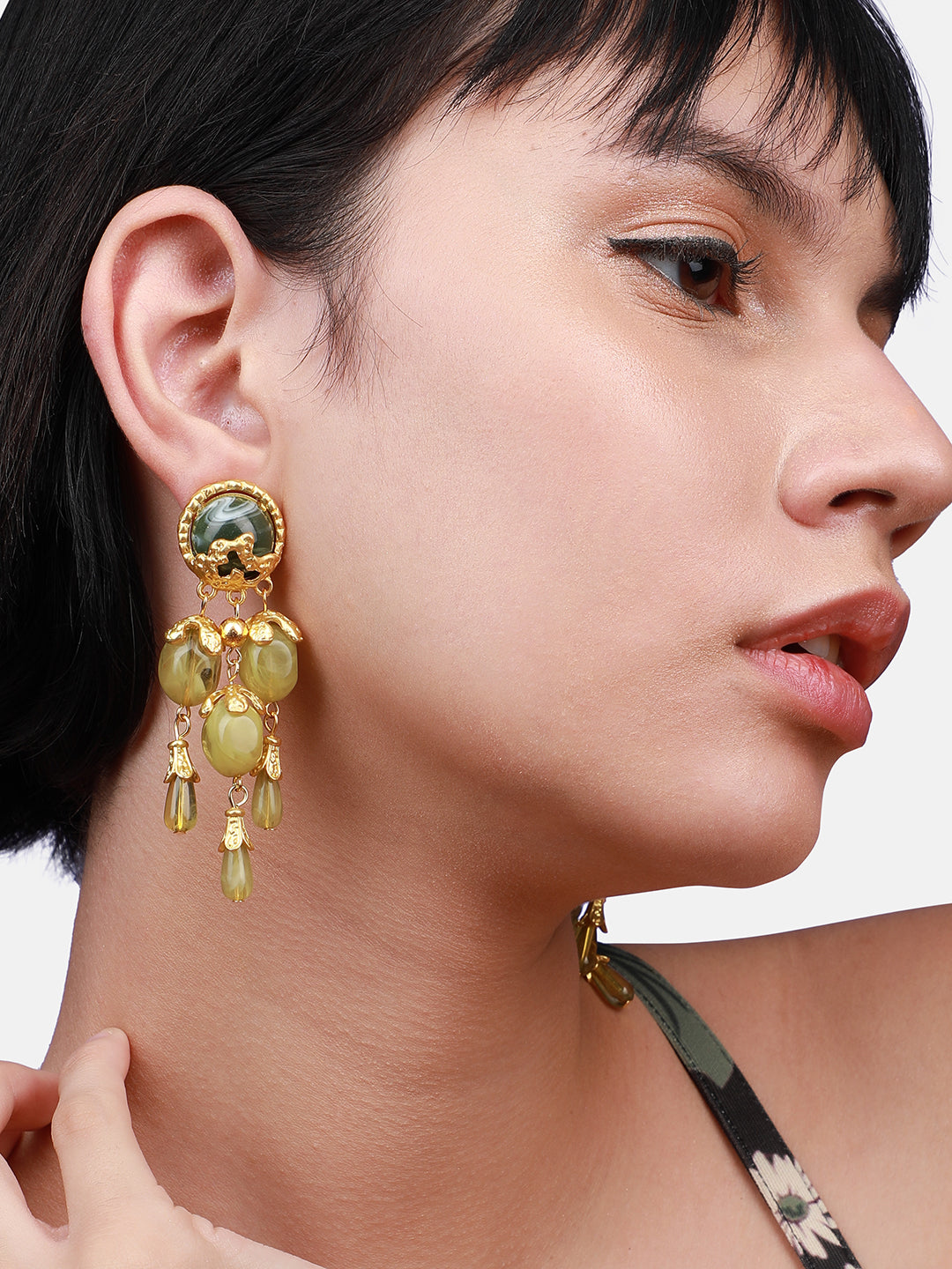 Gold-Plated Contemporary Drop Earrings