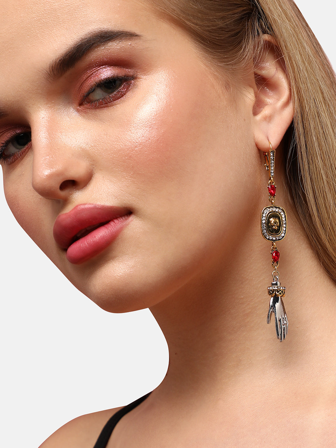 Gold-Plated Artificial Beads Contemporary Drop Earrings
