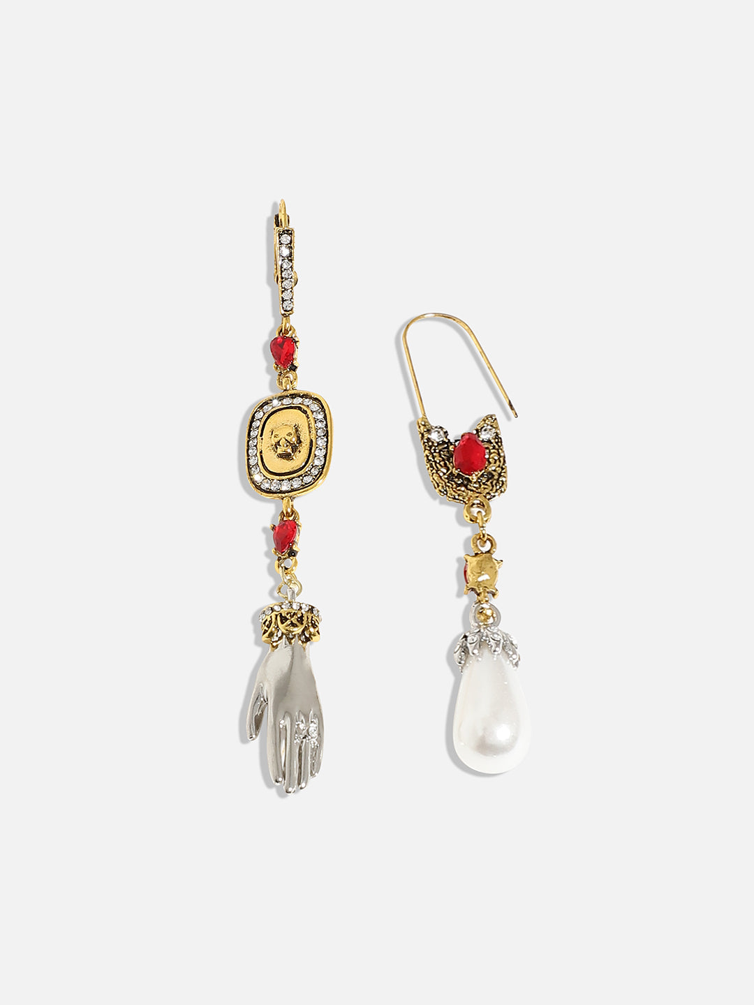 Gold-Plated Artificial Beads Contemporary Drop Earrings