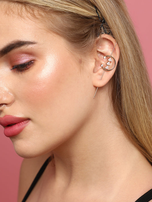 Gold-Plated Crescent Shaped Ear Cuff Earrings