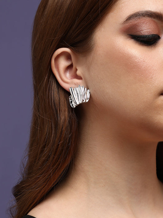 Silver-Plated Contemporary Drop Earrings