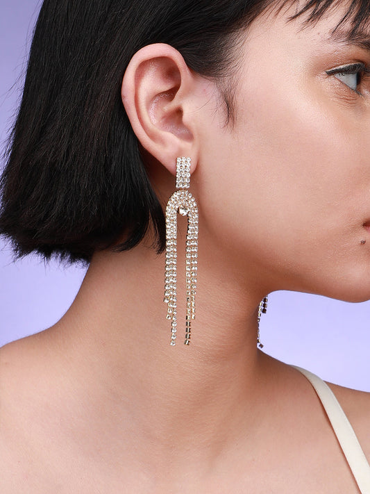 Gold-Plated Contemporary Drop Earrings