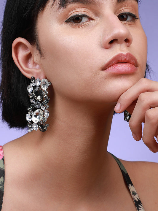 Silver-Plated Square Drop Earrings