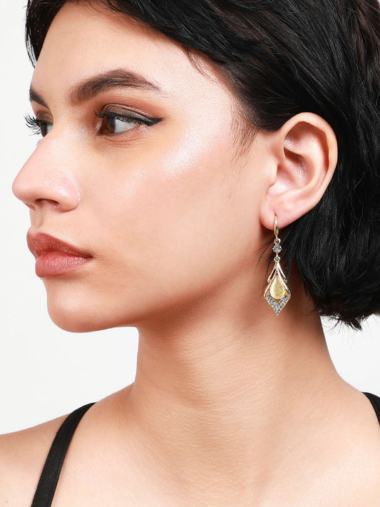 Gold-Plated Contemporary Drop Earrings