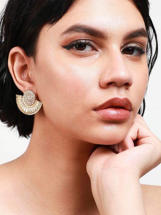 Gold-Plated Contemporary Drop Earrings