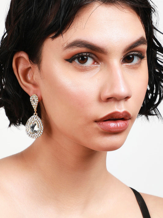 Gold-Plated Contemporary Drop Earrings