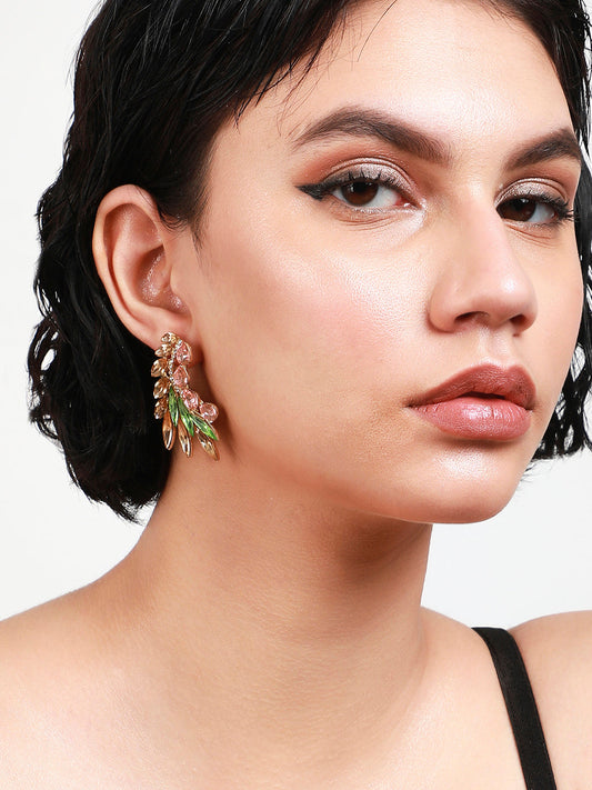 Gold-Plated Contemporary Drop Earrings