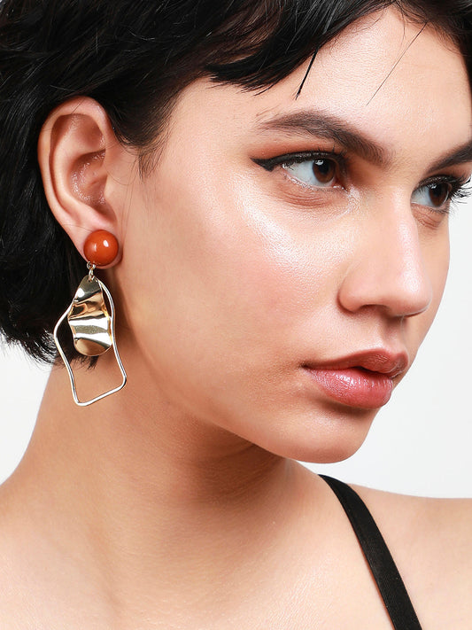 Gold-Plated Contemporary Drop Earrings