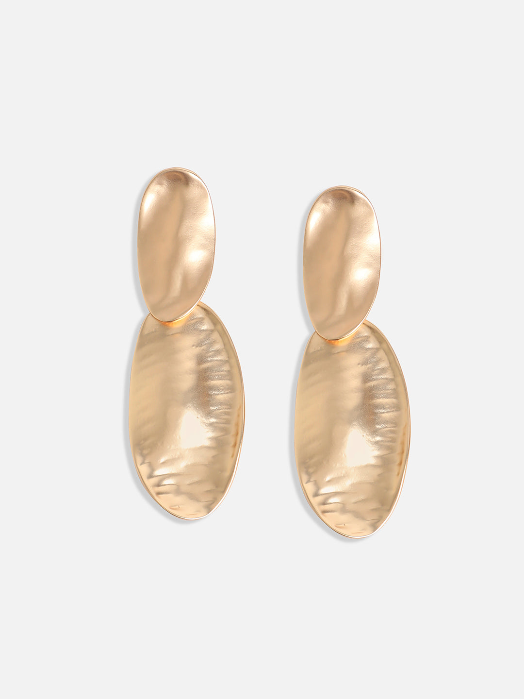 Gold-Plated Contemporary Oblong Drop Earrings