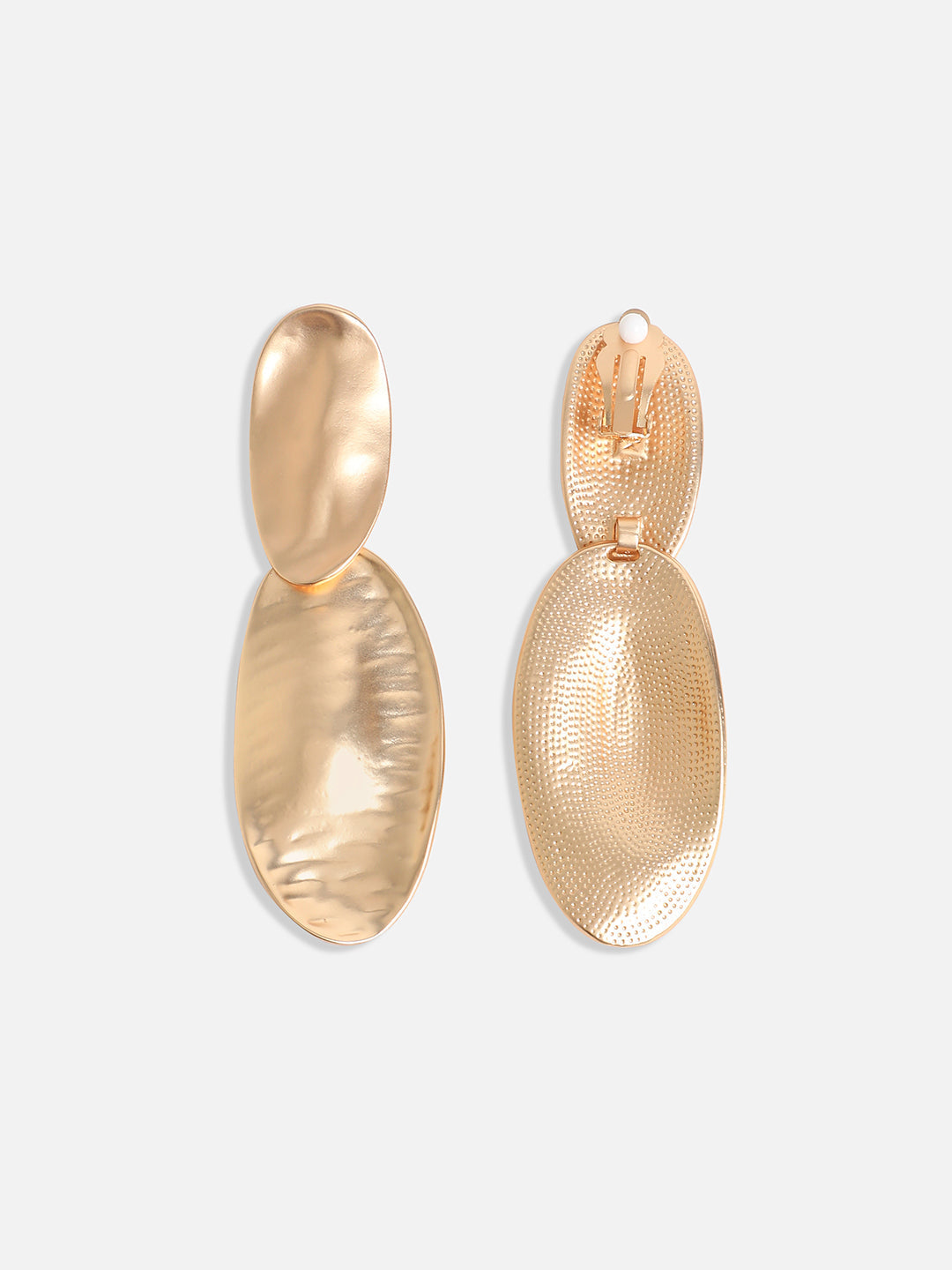 Gold-Plated Contemporary Oblong Drop Earrings