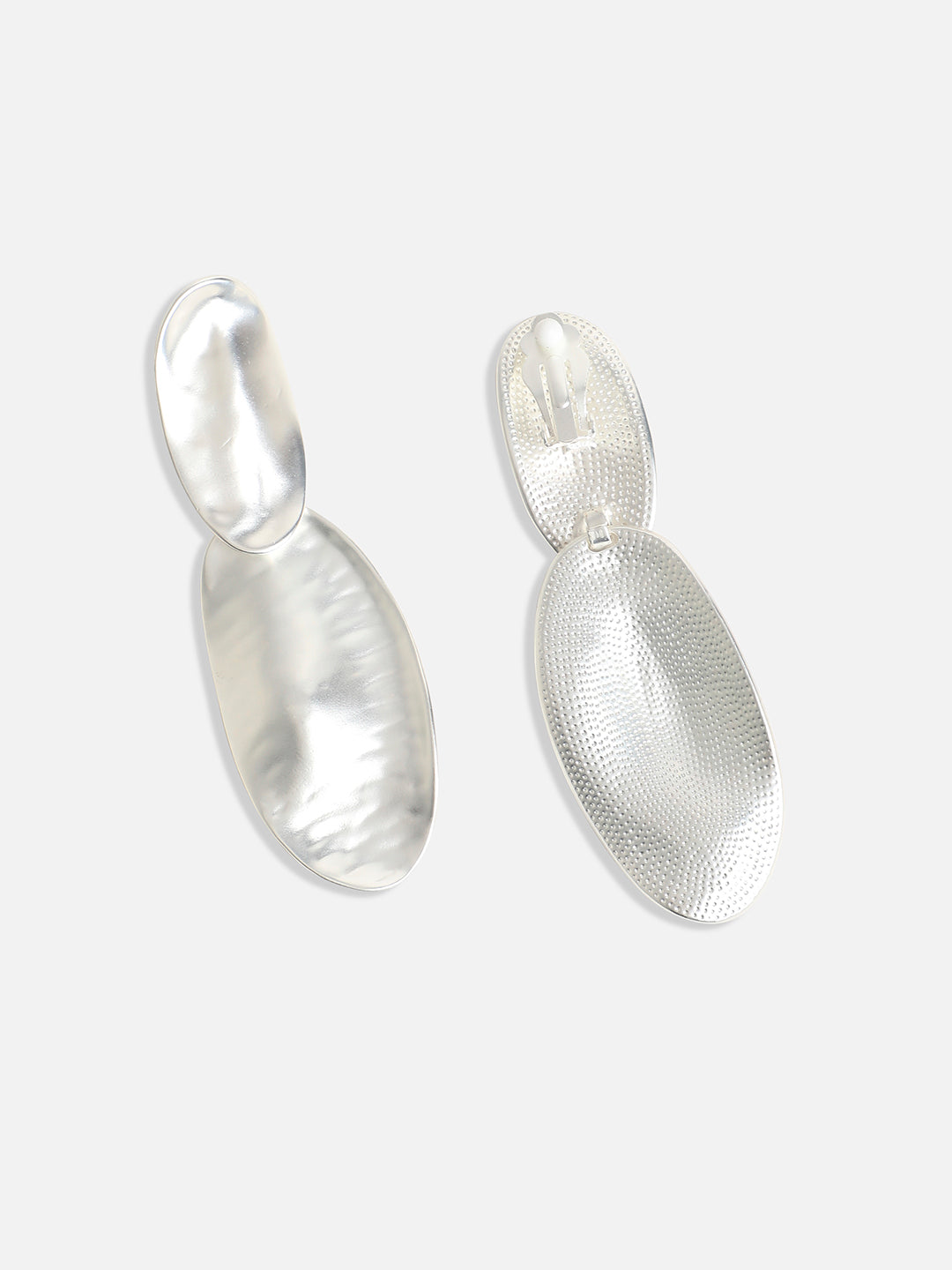 Silver-Plated Contemporary Oblong Drop Earrings