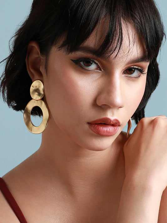 Gold Plated Circular Drop Earrings