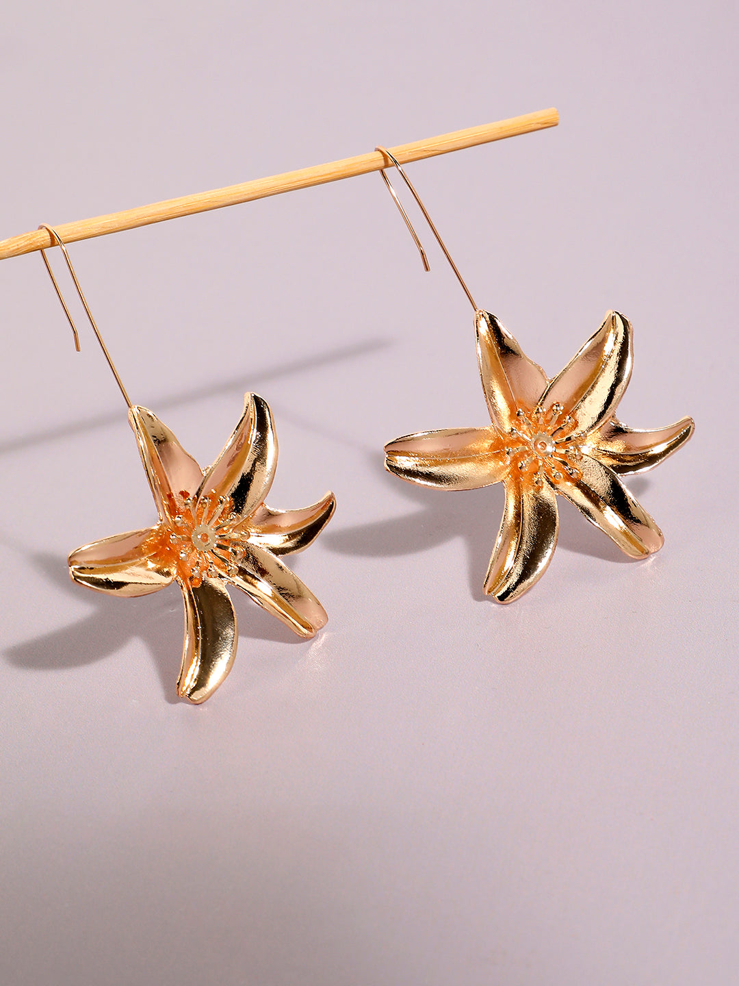 Gold-Plated Floral Drop Earrings