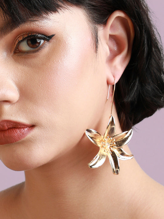 Gold-Plated Floral Drop Earrings