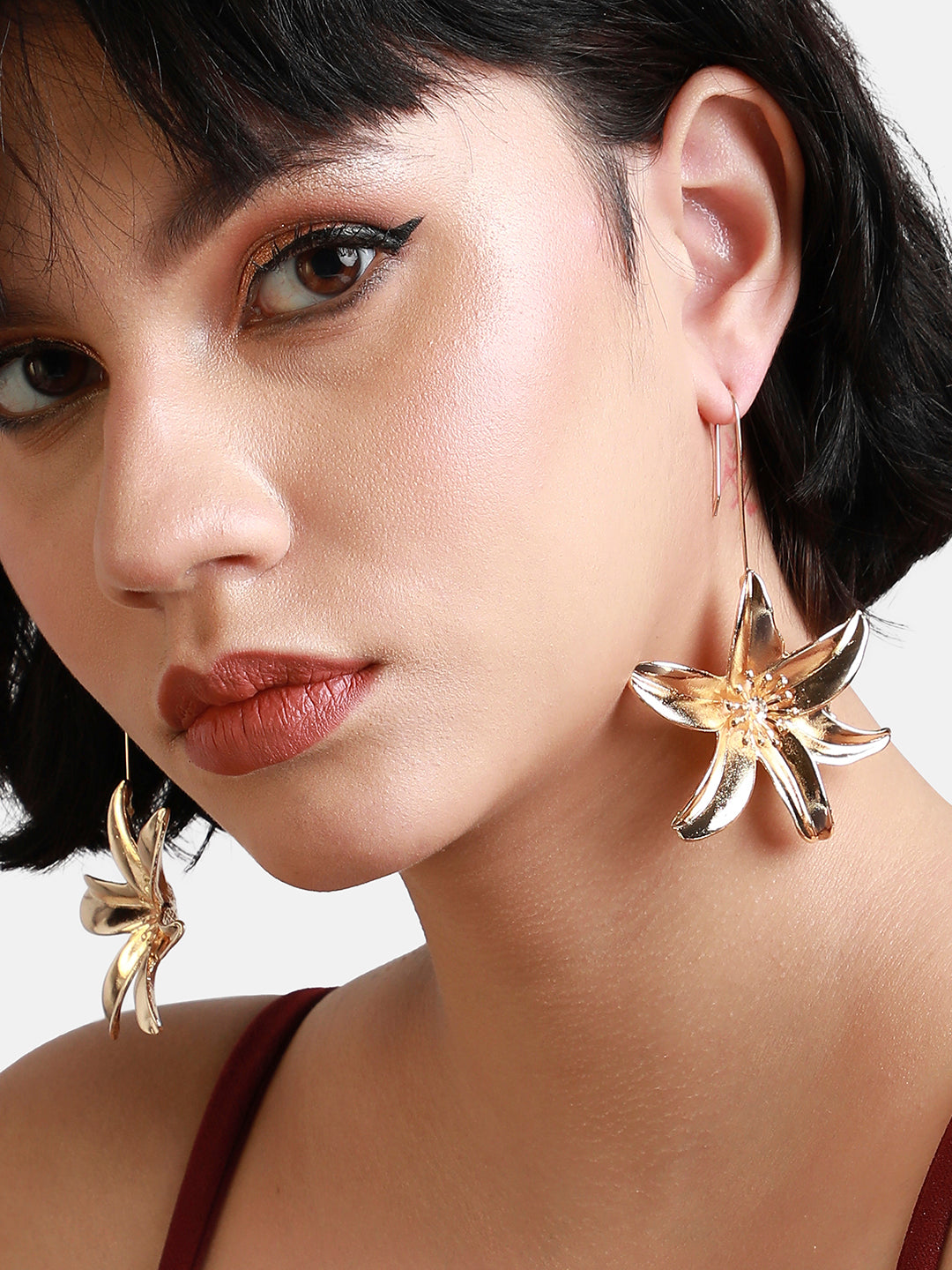 Gold-Plated Floral Drop Earrings