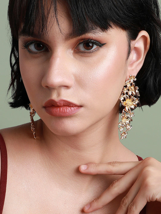 Gold-Plated Floral Drop Earrings