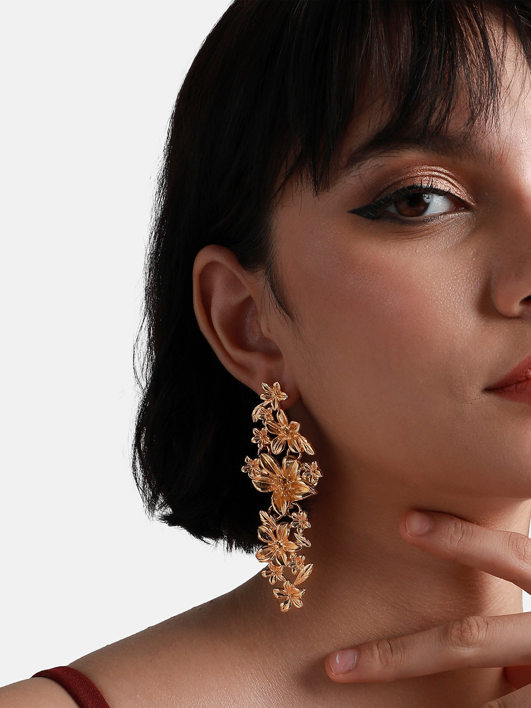 Gold-Plated Floral Drop Earrings