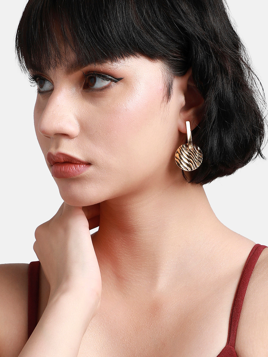 Gold-Plated Contemporary Drop Earrings