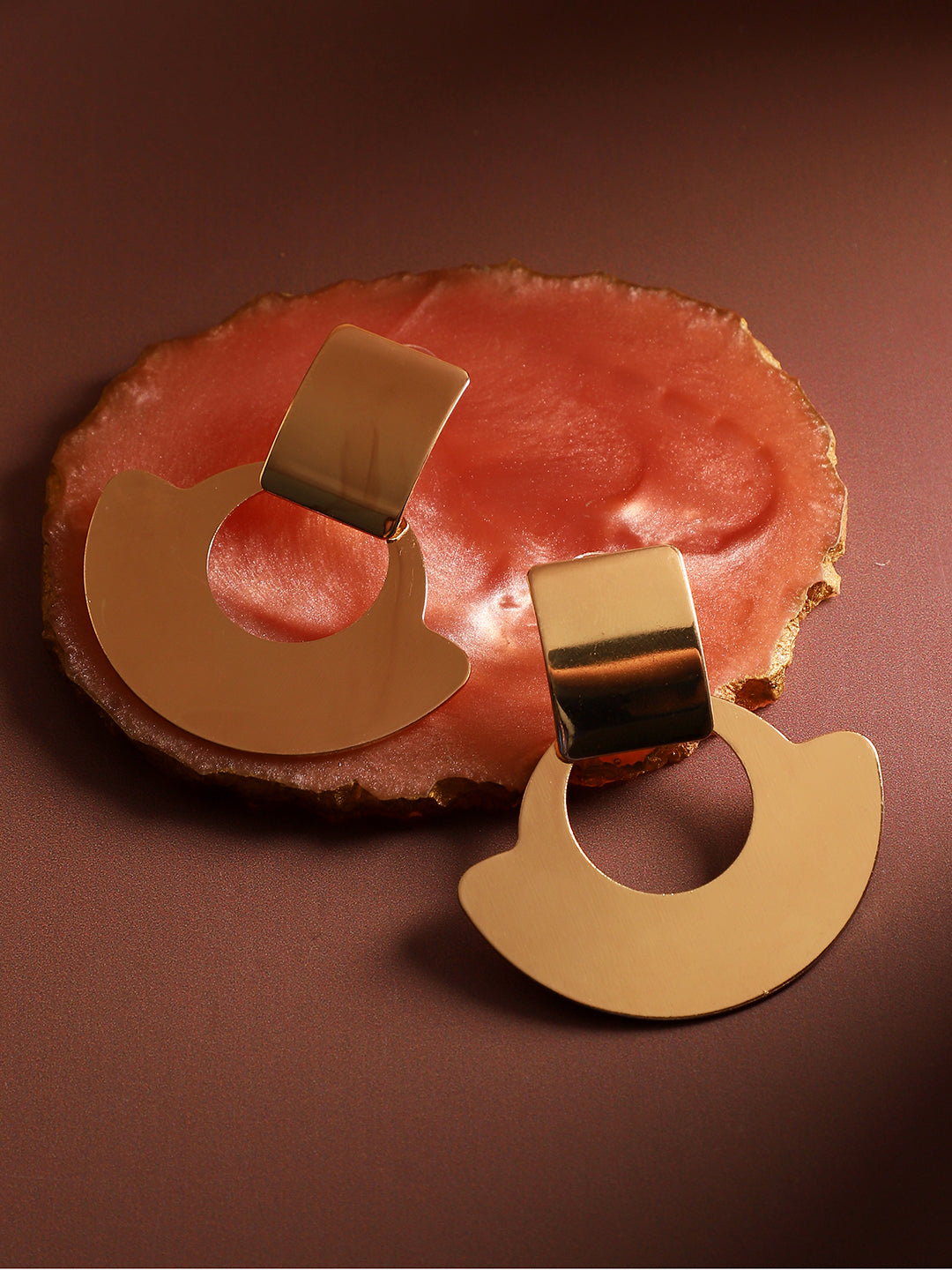 Gold-Plated Contemporary Drop Earrings
