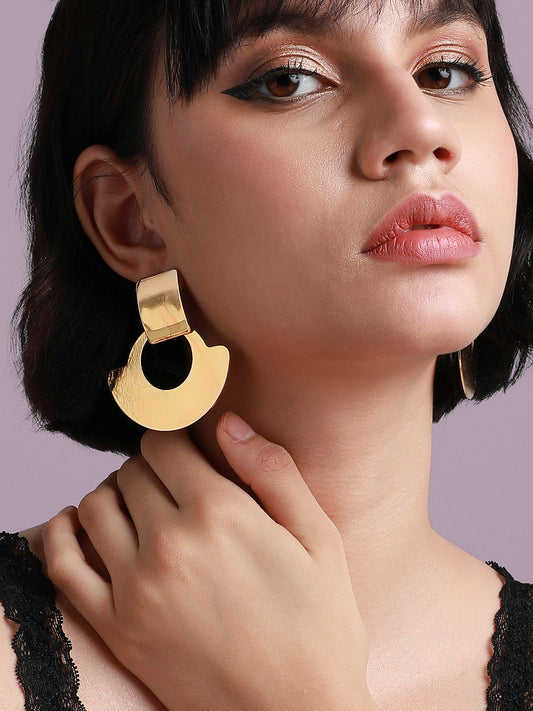 Gold-Plated Contemporary Drop Earrings
