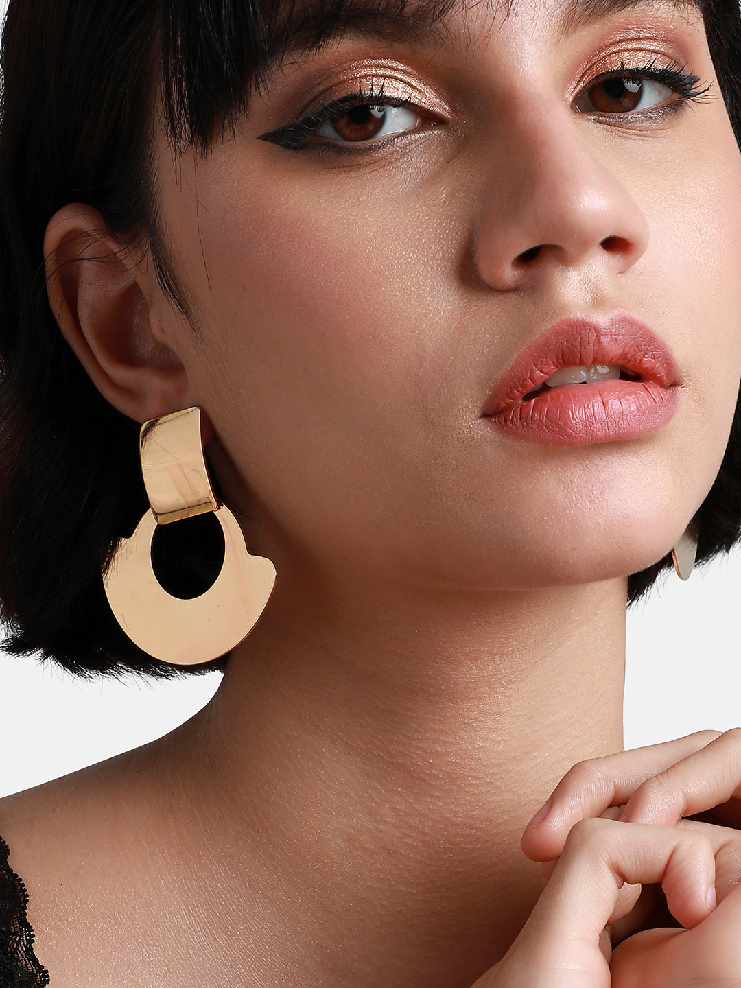 Gold-Plated Contemporary Drop Earrings