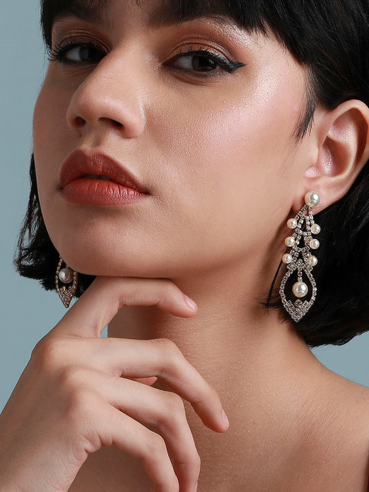 Gold-Plated Contemporary Drop Earrings