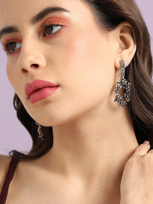 Silver-Plated Contemporary Drop Earrings