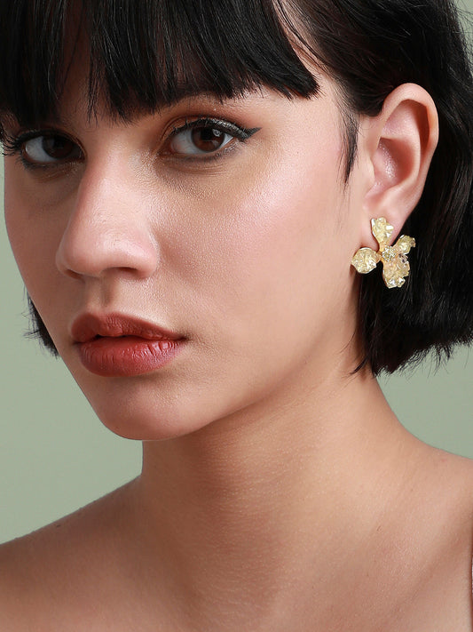 Gold-Plated Contemporary Stud Earrings